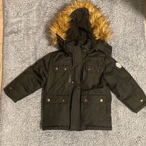 Mid-Used DKNY Faux Fur Hood Winter Coat